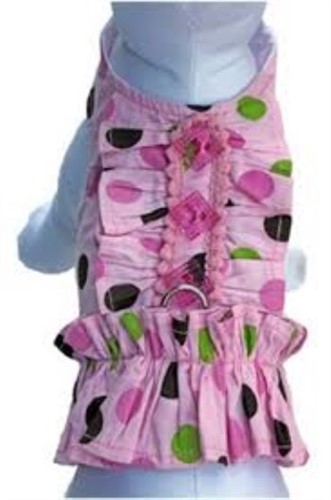 Polka Dot Fun Dog Harness Dress Lead