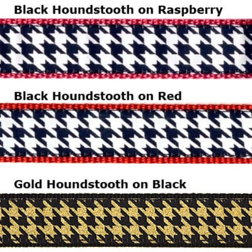 Houndstooth Collar, Lead & Harness 1.25 inch  wooflink, susan lanci, dog clothes, small dog clothes, urban pup, pooch outfitters, dogo, hip doggie, doggie design, small dog dress, pet clotes, dog boutique. pet boutique, bloomingtails dog boutique, dog raincoat, dog rain coat, pet raincoat, dog shampoo, pet shampoo, dog bathrobe, pet bathrobe, dog carrier, small dog carrier, doggie couture, pet couture, dog football, dog toys, pet toys, dog clothes sale, pet clothes sale, shop local, pet store, dog store, dog chews, pet chews, worthy dog, dog bandana, pet bandana, dog halloween, pet halloween, dog holiday, pet holiday, dog teepee, custom dog clothes, pet pjs, dog pjs, pet pajamas, dog pajamas,dog sweater, pet sweater, dog hat, fabdog, fab dog, dog puffer coat, dog winter jacket, dog col