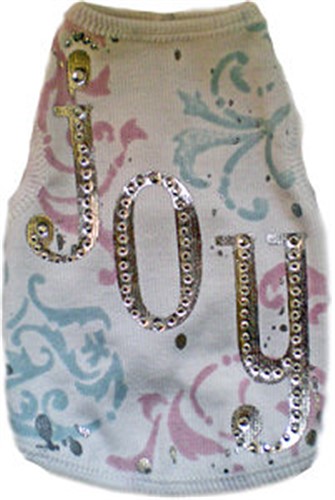 JOY Dog Tank  dog bowls,susan lanci, puppia,wooflink, luxury dog boutique,tonimari,pet clothes, dog clothes, puppy clothes, pet store, dog store, puppy boutique store, dog boutique, pet boutique, puppy boutique, Bloomingtails, dog, small dog clothes, large dog clothes, large dog costumes, small dog costumes, pet stuff, Halloween dog, puppy Halloween, pet Halloween, clothes, dog puppy Halloween, dog sale, pet sale, puppy sale, pet dog tank, pet tank, pet shirt, dog shirt, puppy shirt,puppy tank, I see spot, dog collars, dog leads, pet collar, pet lead,puppy collar, puppy lead, dog toys, pet toys, puppy toy, dog beds, pet beds, puppy bed,  beds,dog mat, pet mat, puppy mat, fab dog pet sweater, dog sweater, dog winter, pet winter,dog raincoat, pet raincoat