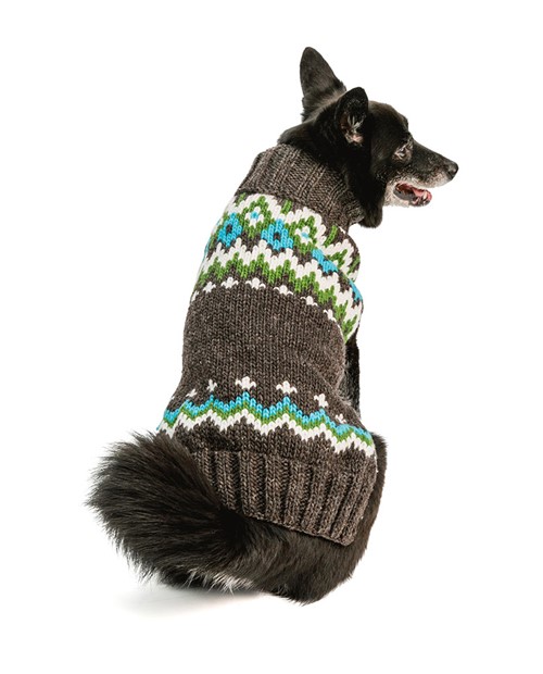 chilly dog handmade charcoal stripe wool dog sweater